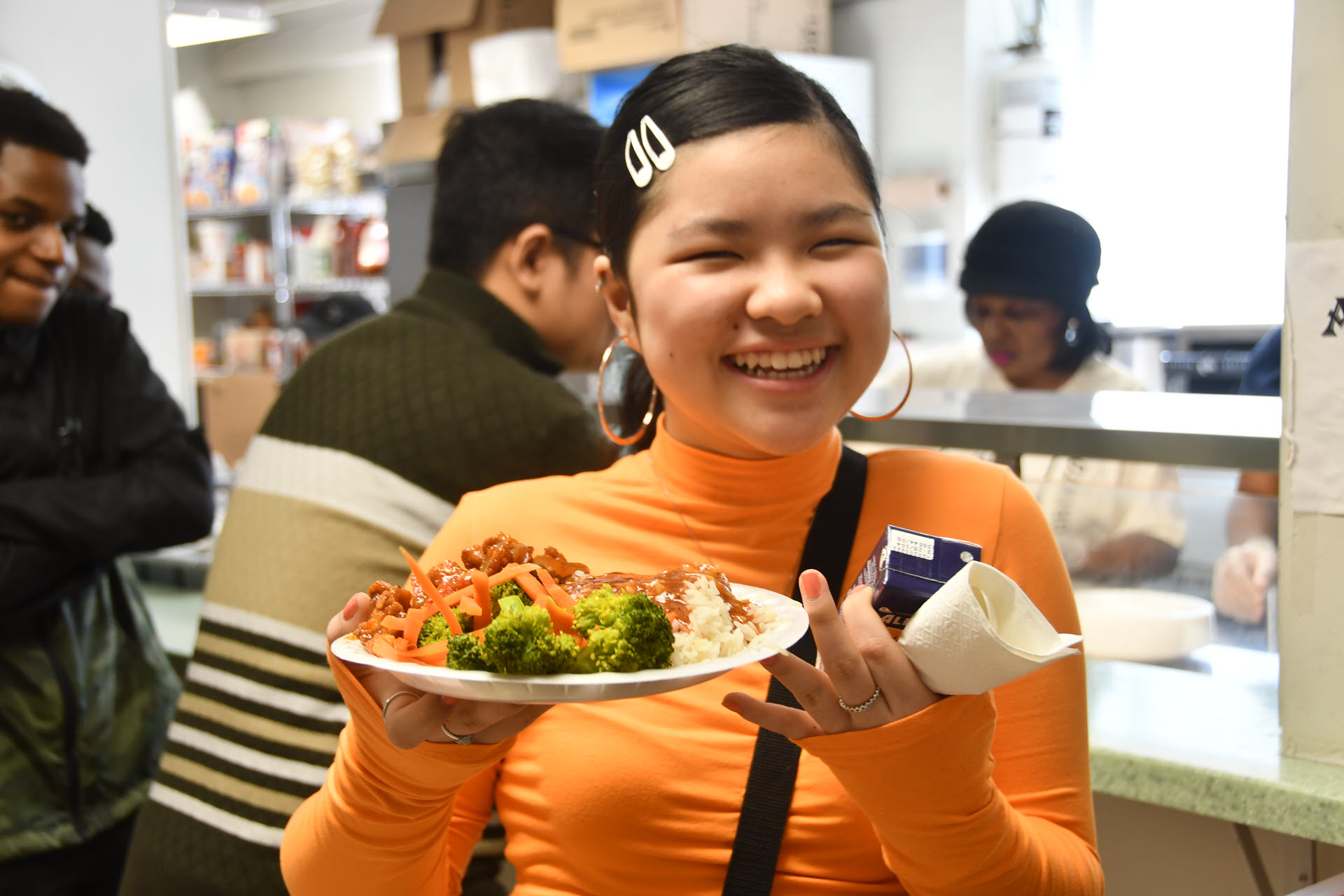 school-cafeteria School cafeteria with tables and chairs at private high school in Toronto
