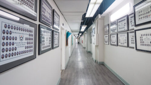Spacious hallway inside a private high school in Toronto
