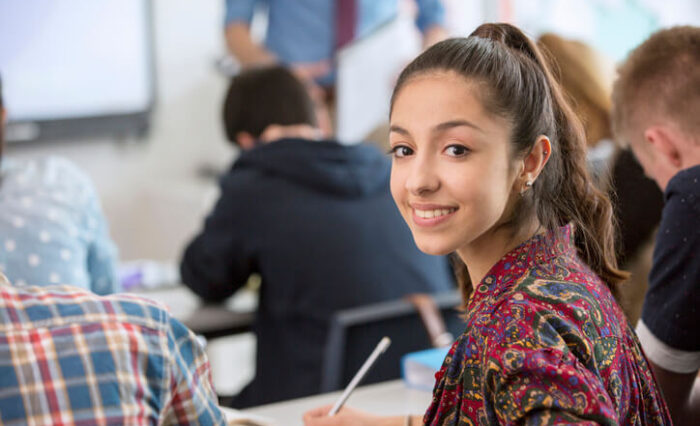 ESL school student in a classroom