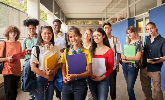private school A group of students taking a group photo at our fast track university prep school