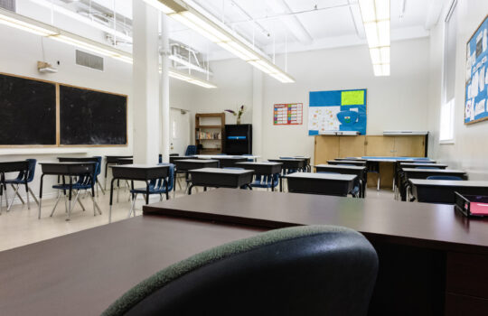 classroom at a private high school in Toronto